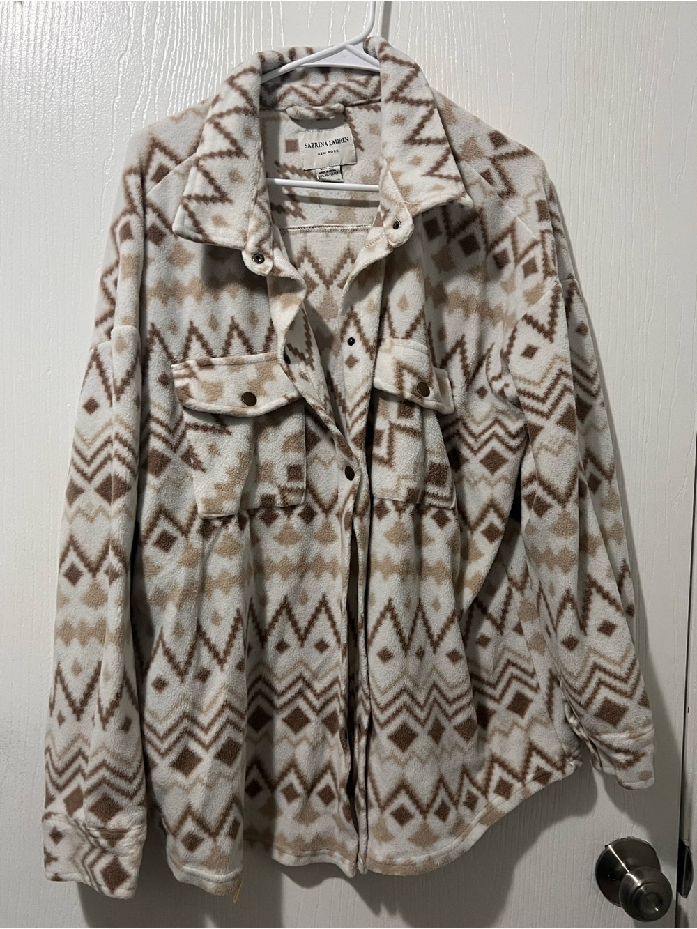 Women's Cream & Brown Aztec Fleece Jacket
